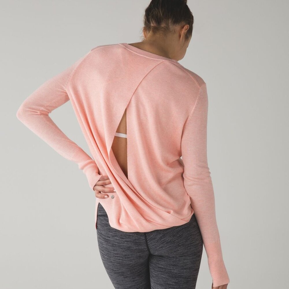 Lululemon Bring It Backbend Sweater- Heathered Minty Pink SIZE 6